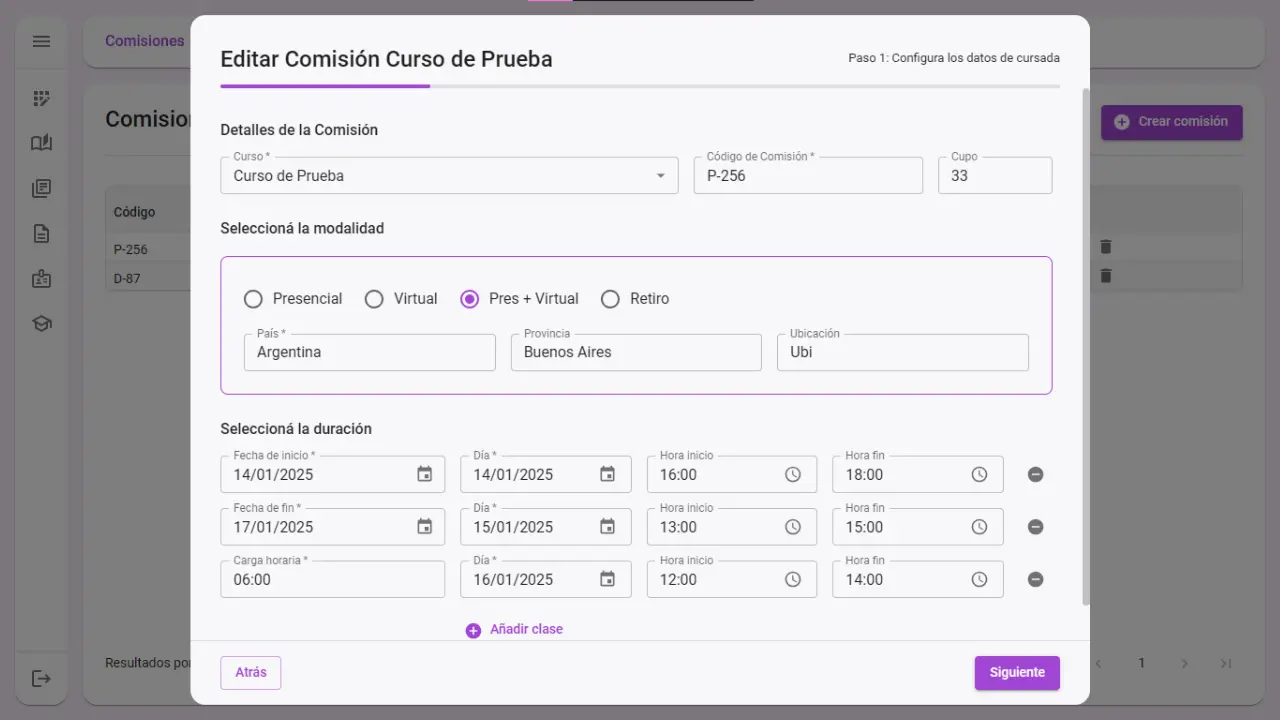 Vista 4 de Gestión de Cursos