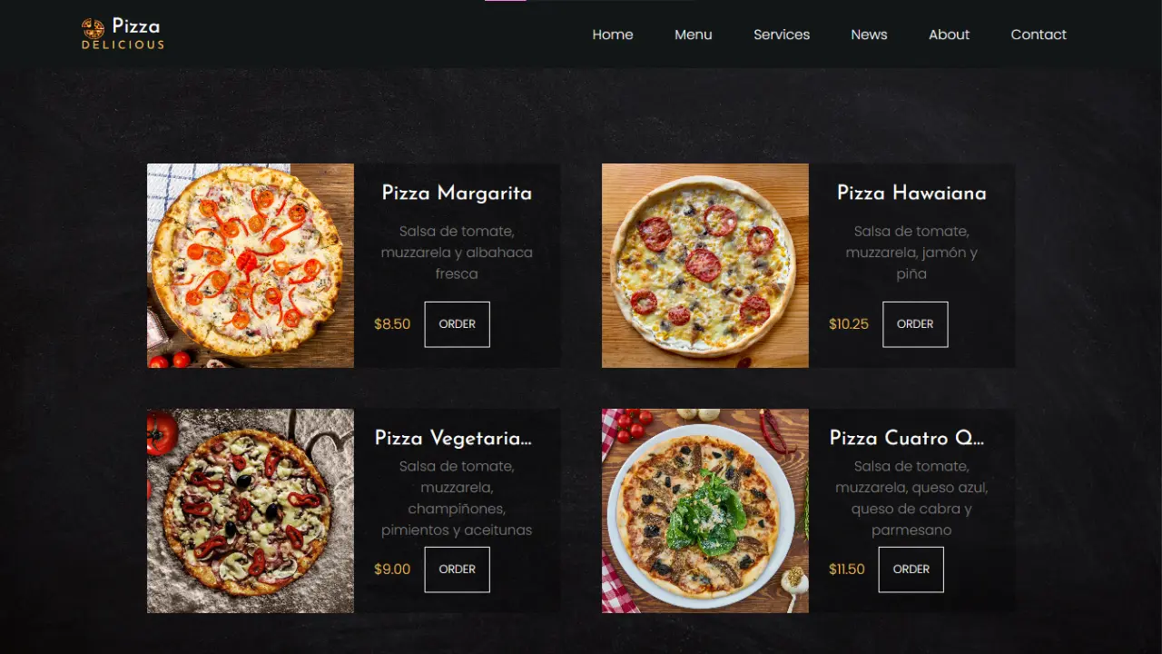 Vista 4 de Sitio Web Pizzería